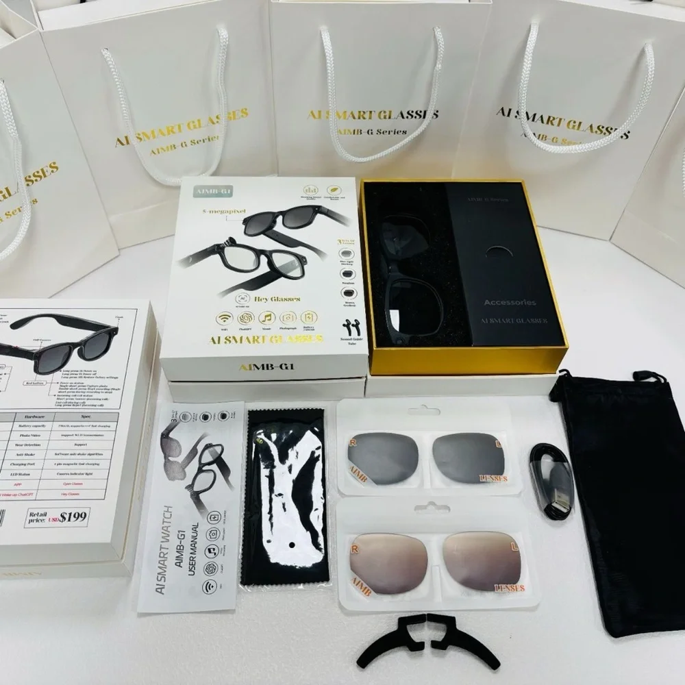 AIMB-G1 Smart Glasses with 8MP Camera 1080p Video Recording Bluetooth Calling